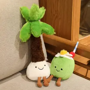 High Quality Cute Jelly Cat Stuffed Coconut Palm Tree Castle Soft Plush Toy Room Decoration Doll Pet Supplies Christmas Gift