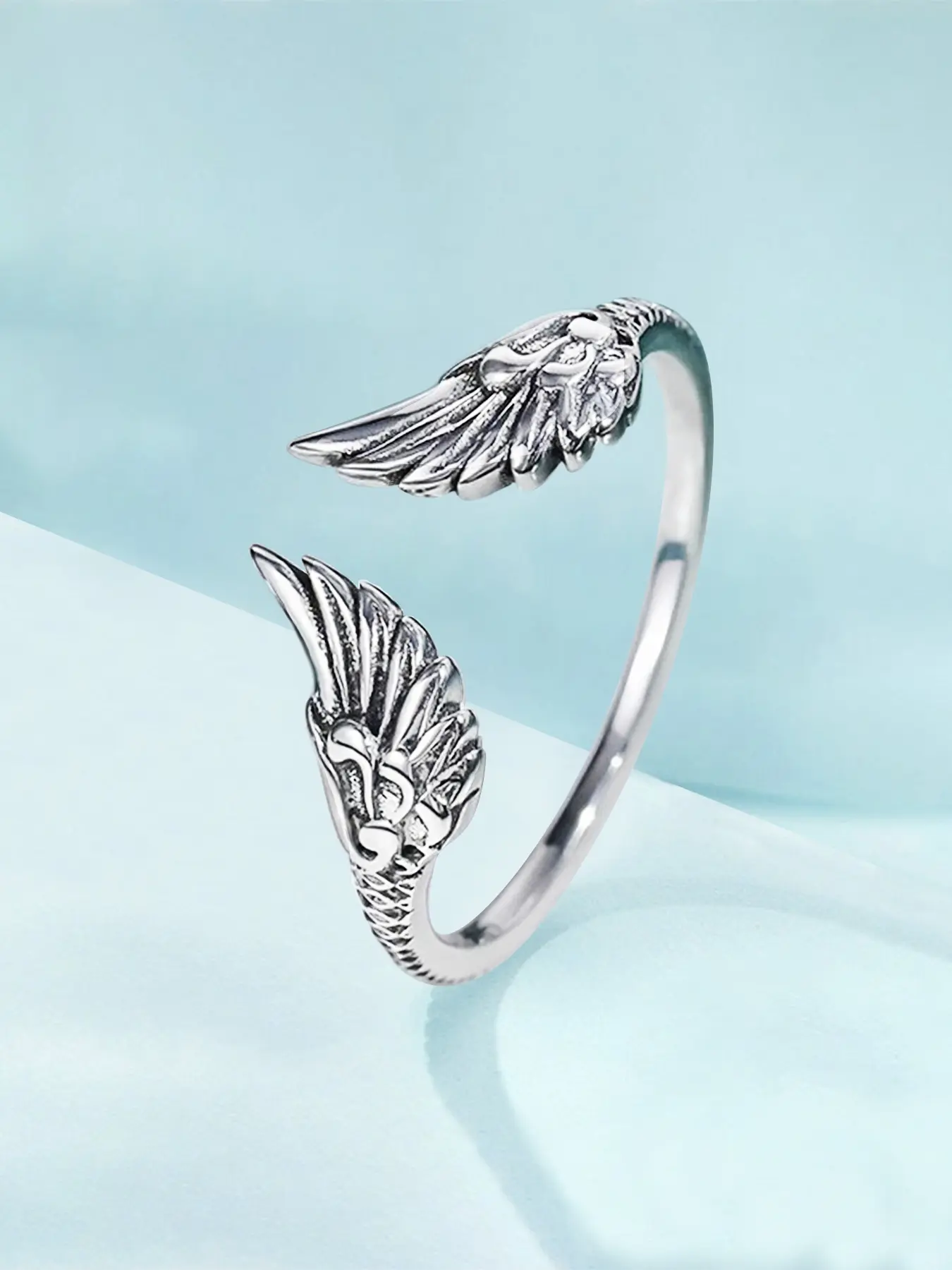 925 Sterling Silver Minimalist Vintage Feather Angel Wing Open Ring | Vintage Inspired Ring | Adjustable Ring | Dainty Jewelry | Hypoallergenic Gift for Women | Valentine's Day Gift | Birthday Gift | Boho Chic Unique Rings