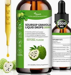 Wanish Organic Soursop Graviola Liquid Drop,Sour SOP Bitters Liquid for Cell Support & Regeneration, Immune Boost, Liver and Sleep, Herbal Goodness, Sugar/Gluten Free, Natural Flavor, 2 Fl Oz