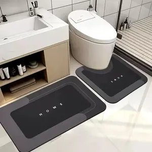 Bathroom Floor Mat, 2 Counts/set Non-slip Bathroom Mat, Soft Absorbent Bathroom Rug, Bathroom Accessories, Home Supplies, Bathroom Drying Doormat, Bathroom Decor Set