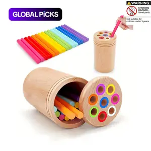 Wooden Montessori Stick Toy, 1 Set Colorful Hand-Eye Coordination Classification Teaching Toy, Math Games, Math Learning Tools, Learning Materials for Hands-On Ability Training for Kids #GLOBAL PICKS