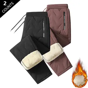 2025 Fashion Simple Letter Zipper Pocket Outdoor Hiking Efficient Warm Windproof Comfortable Men's Straight Velvet Trousers