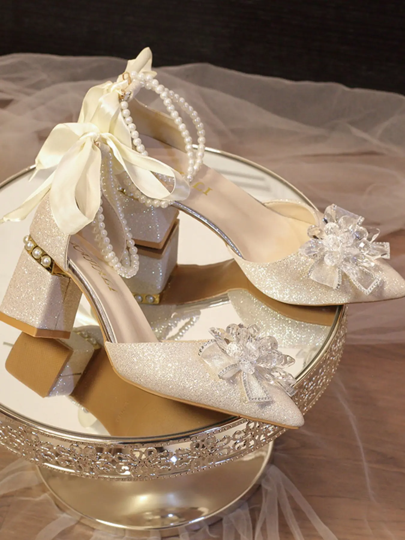 Women's Bowknot Strap Hollow Out Sandals, Fashionable Rhinestone Sandals, Open Toe High Heel Shoes, Fashionable Summer Footwear, Comfortable & Stylish Design, Elegant Heeled Sandals, Embellished Sandal