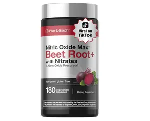 Horbäach Nitric Oxide Beet Root Capsules | 180 Count | with Nitrates and Precursor | for Men and Women | Vegetarian, Non-GMO, Gluten Free Supplement
