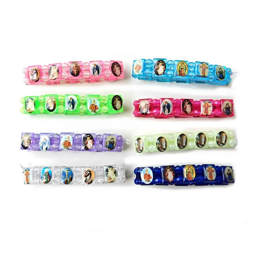 Plastic Icon Elastic Bracelet For Men Women Multiple Colors Religious Jewelry 4pcs/lot