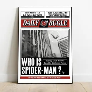 Spiderman Vintage Poster No Frame| Spiderman Newspaper Poster| Movie Poster| Spiderman Wall Art