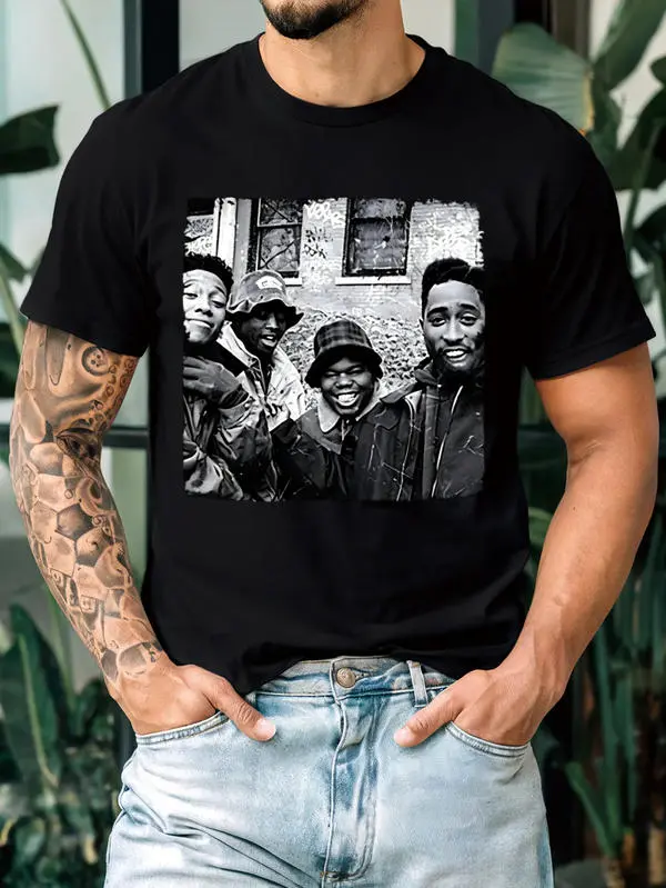 JUICE 90 Graphic T-Shirt, Cute Digital Print Short Sleeve Tee, Men's 100% Cotton Casual Crew Neck Shirt
