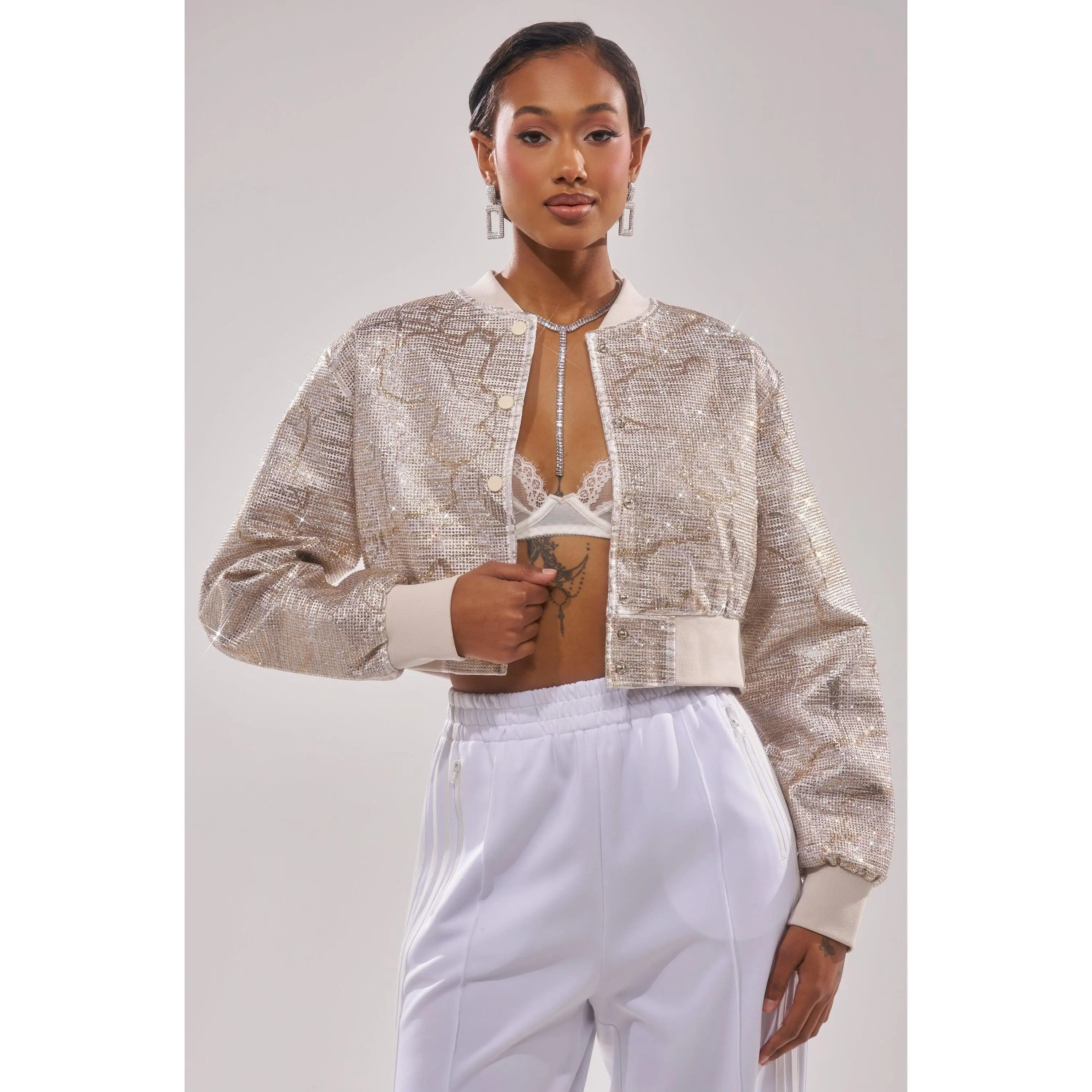 GOLDEN HOUR EMBELLISHED BROCADE BOMBER