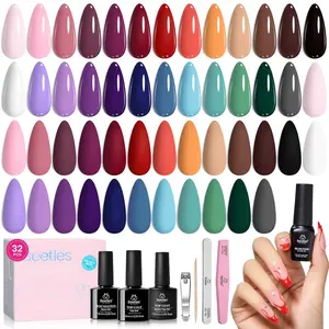 beetles Gel Polish 25 Colors Nail Set Fall Winter Gel Nail Polish Set Pink Gel Nail Red Nude Brown Purple Burgundy Nail Art with 3Pcs Base Top Coat Nail File Urban Rhythm Collection DIY Salon Manicure Gift for Women