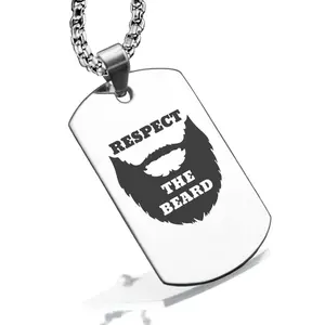 Stainless Steel Respect the Beard Dog Tag Pendant