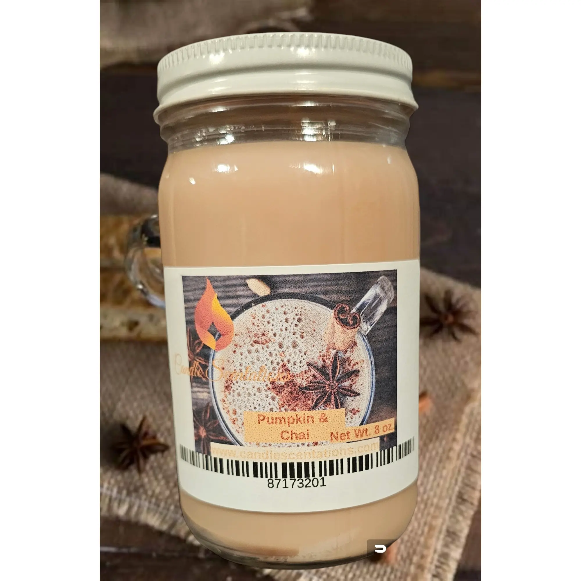 Pumpkin & Chai 8 oz Candle - Scented Aroma for Home Decor & Fragrance