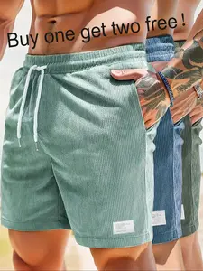 Men's Letter Patched Drawstring Waist Shorts, Casual Regular Fit Pocket  Shorts for Summer, Men's Bottoms for Daily Wear