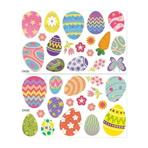 35pcs Easter Glass Stickers Set, Decorative Bunny & Cross Window Clings Ornaments for Home Decor, Perfect for Fridge & Doors Decoration, Wall Decal