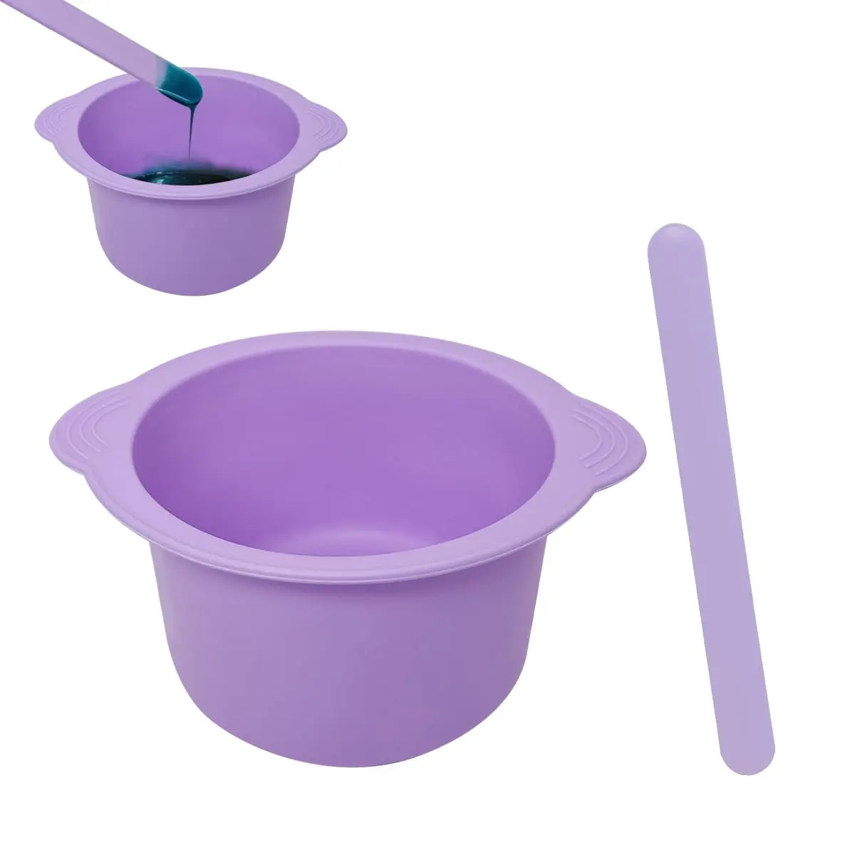 silicone mask bowl, hair removal and wax melting mixing bowl, high-temperature resistant wax bean bowl, Wax Bowl and Liner Set for Hair Removal, Non-Stick Wax Pot with Spatula Sticks, daily beauty tools, Skin Care Tools, Face tools
