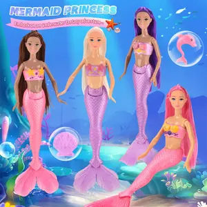 Mermaid Doll with Colorful Fantasy Hair & Headband, Starfish-Inspired Bodice & Soft Tail, Girls' Birthday Gift Age 3-8
