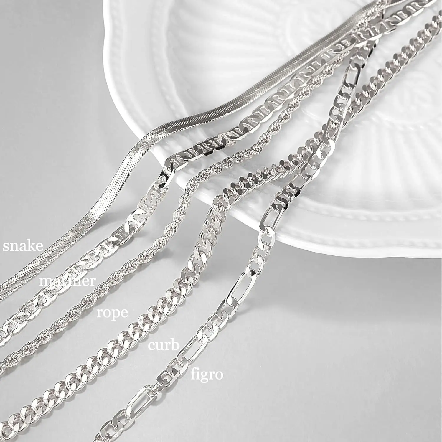 Women's 3-Piece Silver Anklets Set - Waterproof Layered Cuban, Figaro & Herringbone Chains, Hypoallergenic, Adjustable 8.5-11 in, Daily Beach Jewelry for Women, Elegant, 8.5 Inch