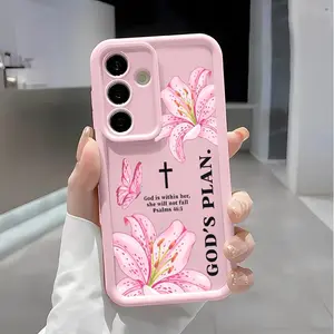 Bibical Cross and Lily Soft&Flexible TPU Silicone Phone Case For Galaxy S26 Ultra S25 Edge S24 FE S23 S22 S21 Plus A13 A14 A15 A16 A17 A33 A34 A35 A36 A52 A53 A54 NOTE20 Durable|Shockproof|Full Camera Protection|Anti-Fingerprint summerwins