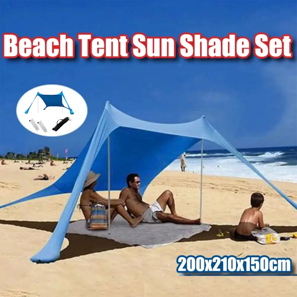 Beach Shade Canopy,  Portable Sun Shelter with Sandbags fathersdaygift vent