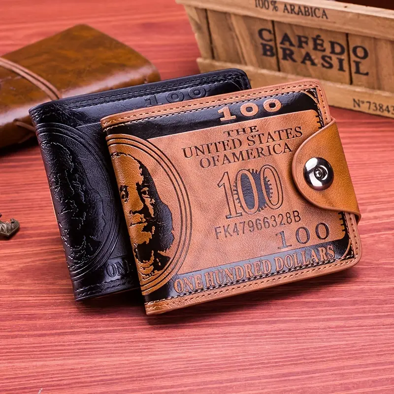 Men's PU Leather Vintage Chic Wallet - US Dollar American Graphic Design, Multiple Card Slots, Wallet Cards Storage, Stylish, Elegant Fashion, Casual Trendy, Everyday Use