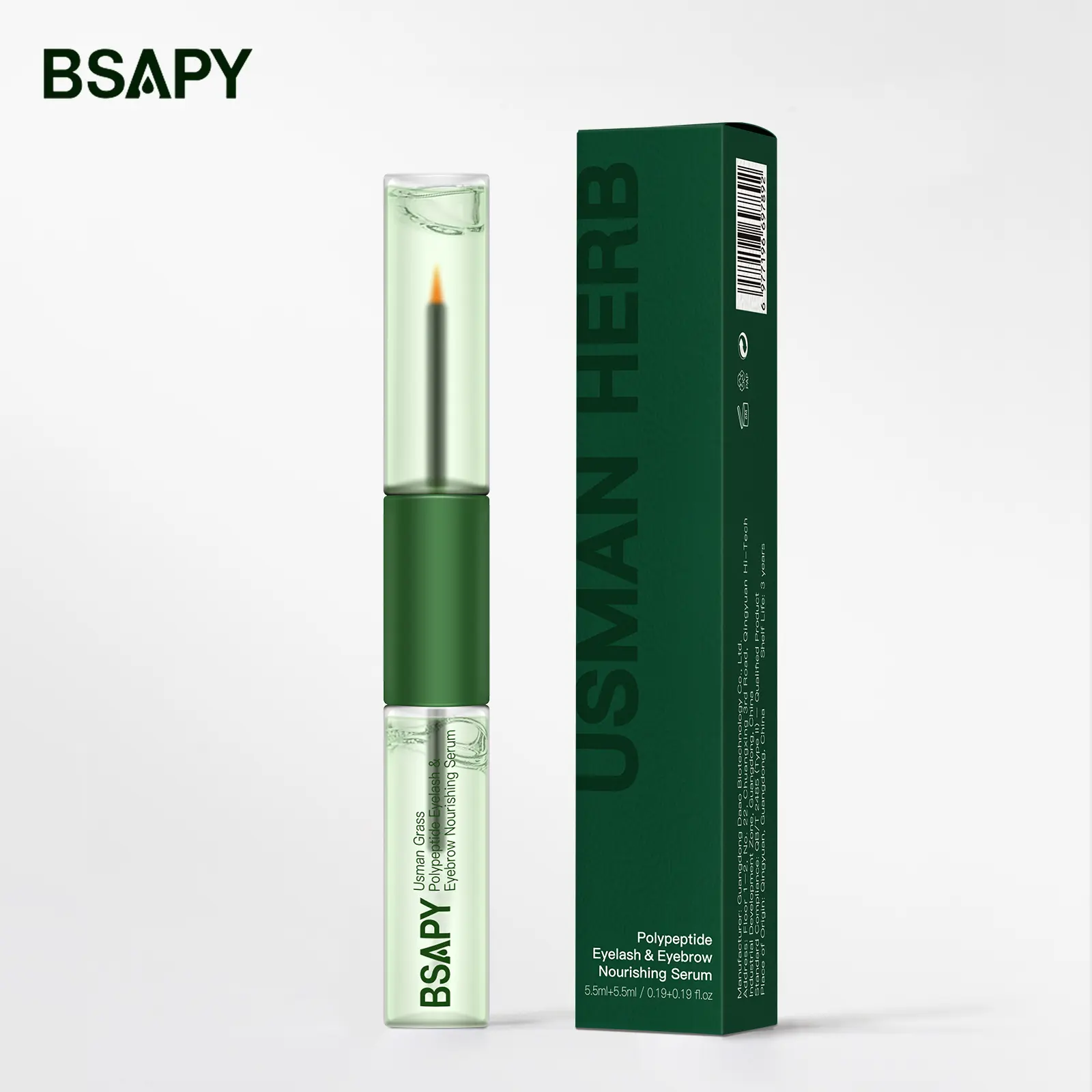 BSAPY Usman Grass & Multi-Peptide Complex Eyelash Enhancer Serum Gel - Naturally Derived Vitamin-Botanical, Water-Infused, BPA-Free, Anti-Hair Loss, Ophthalmology Tested, Cruelty-Free, Daily Apply for Longer, Thicker, Fuller Lashes & Eyebrows, Single Item
