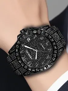 A men's cool personalized black full diamond strange digital calendar high-end fully automatic mechanical watch