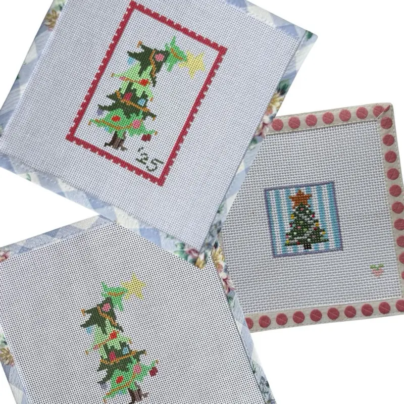 Christmas Needlepoint Canvas • Hand-Painted • 13 or 18 Mesh Holiday Design