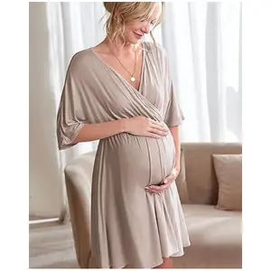 Ekouaer 3 in 1 Labor/Delivery/Hospital Gown Maternity Dress Nursing Nightgown Sleepwear for Breastfeeding S-XXL - Skin-Friendly & Super Stretchy