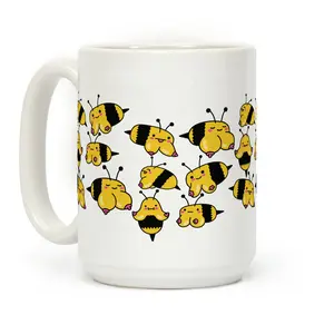 [Sale Up to 50% ] Boobees Pattern Coffee Mug,  11 oz or 15 oz Ceramic Drinkware with Large Handles, Printed in the USA