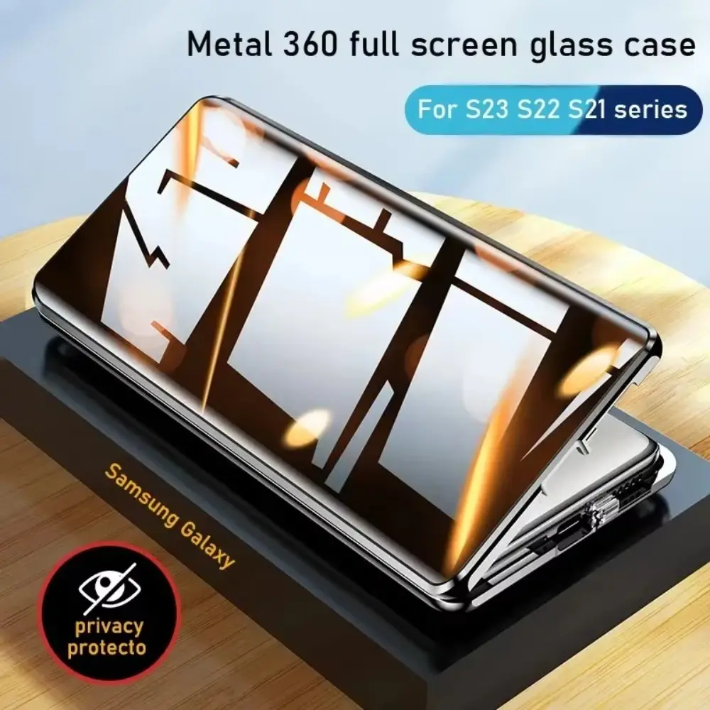 For Samsung Galaxy S26 S25 S23 24 26Ultra Case 360°Screen Sealed Anti peeping privacy sunglasses glass Metal Magnetic Ultrathin cover