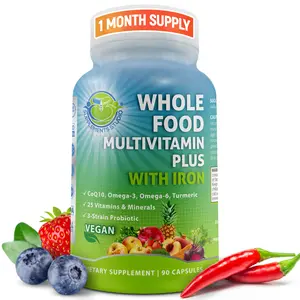 Vegan Whole Food Multivitamin with Iron for Women & Men’s Health & Energy Support