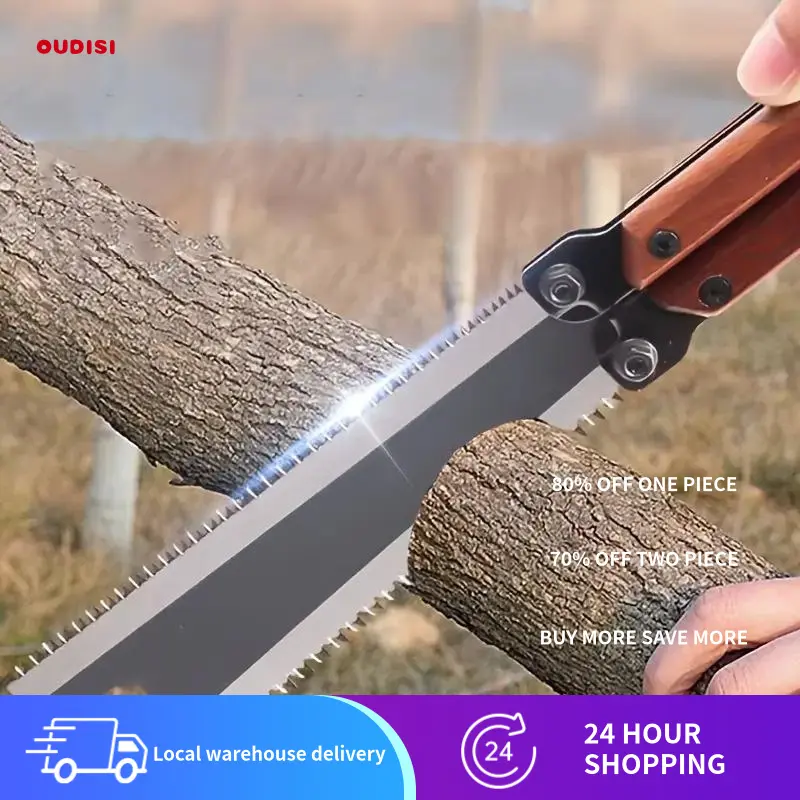 OUDISI Folding Portable SK5 Steel Hand Saw with Ergonomic Handle - Wood Cutting Tool for Wood Cutting, Tree Trimming