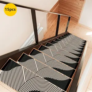 Non-Slip Stair Carpet, Step Protection Carpet, Decorative Bordered Stair Mat, Geometric Pattern Rug for Home Decoration & Bedroom Accessories - Suitable for Indoor, Outdoor Stairs & Multiple Scenarios