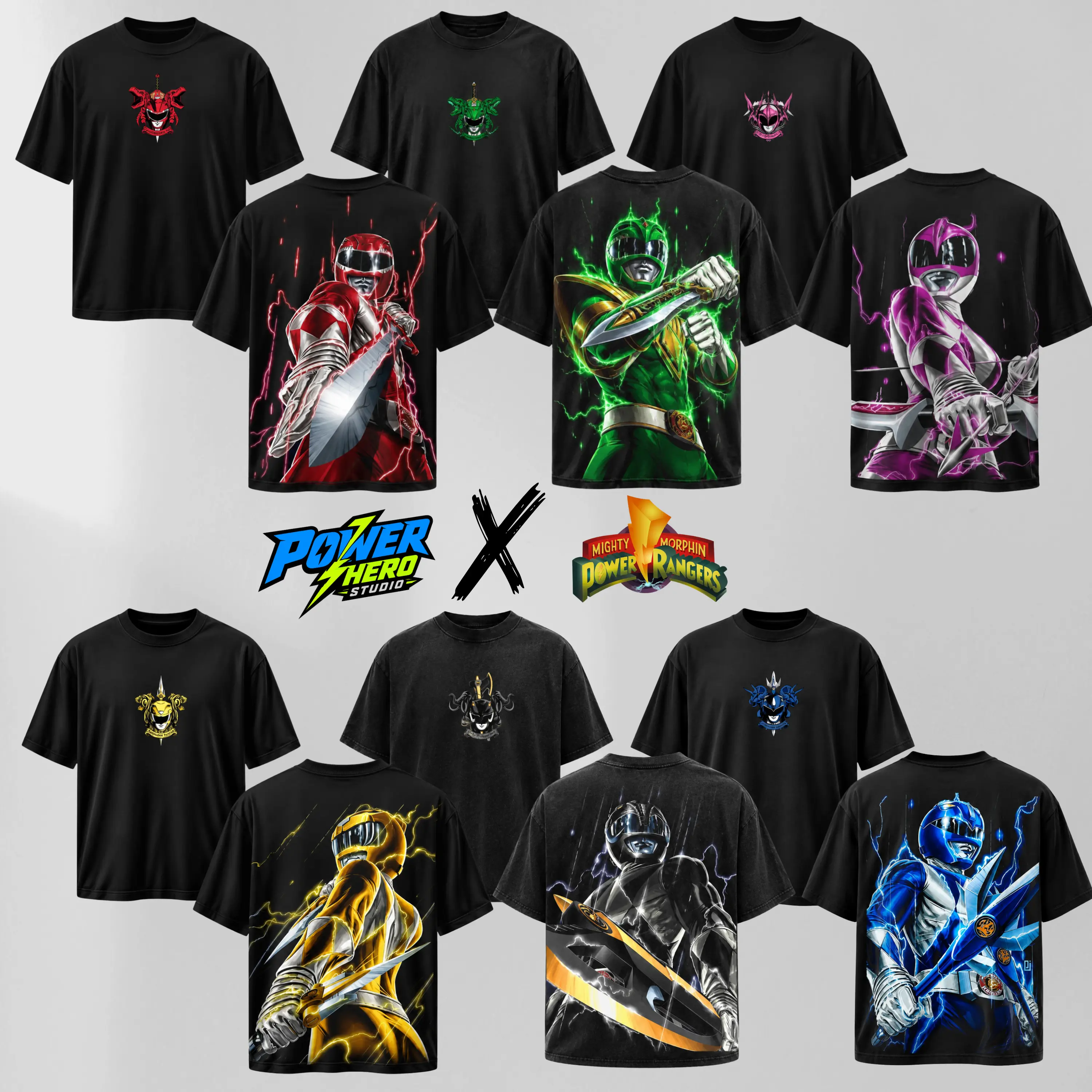 [Collection] Morphin Power Rangers 1990 Heavy Cotton Menswear Short-Sleeve T-Shirt - Retro 90s Graphic Tees, Streetwear Casual Superhero Comic Top, Unisex Fan & Collector Mens T-Shirt
