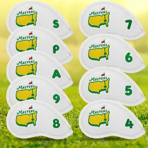 9pcs Durable Golf Iron Head Covers, Golf Accessories, Design Style, Protective Cases for Clubs & Wedges, Putter Protector with Strong Closure