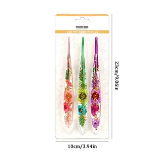 3/9pcs Floral Pattern Transparent Multicolor Crochet Hooks Set, Comfortable Handle, DIY Knitting Supplies, Crochet Items, Perfect Christmas Gift for Mom
