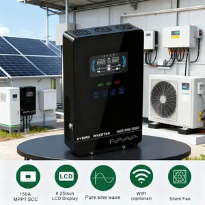 Off Grid hybrid inverter solar Charger Pure Sine Wave 4000W 24V 140A 5600W MPPT 6.25 Inch LCD Display Controller Intelligent Solar Charge Controller Wave Inverter with  Off-Grid Premium Kit mppt controller Wave Power Inverter with Display pv input