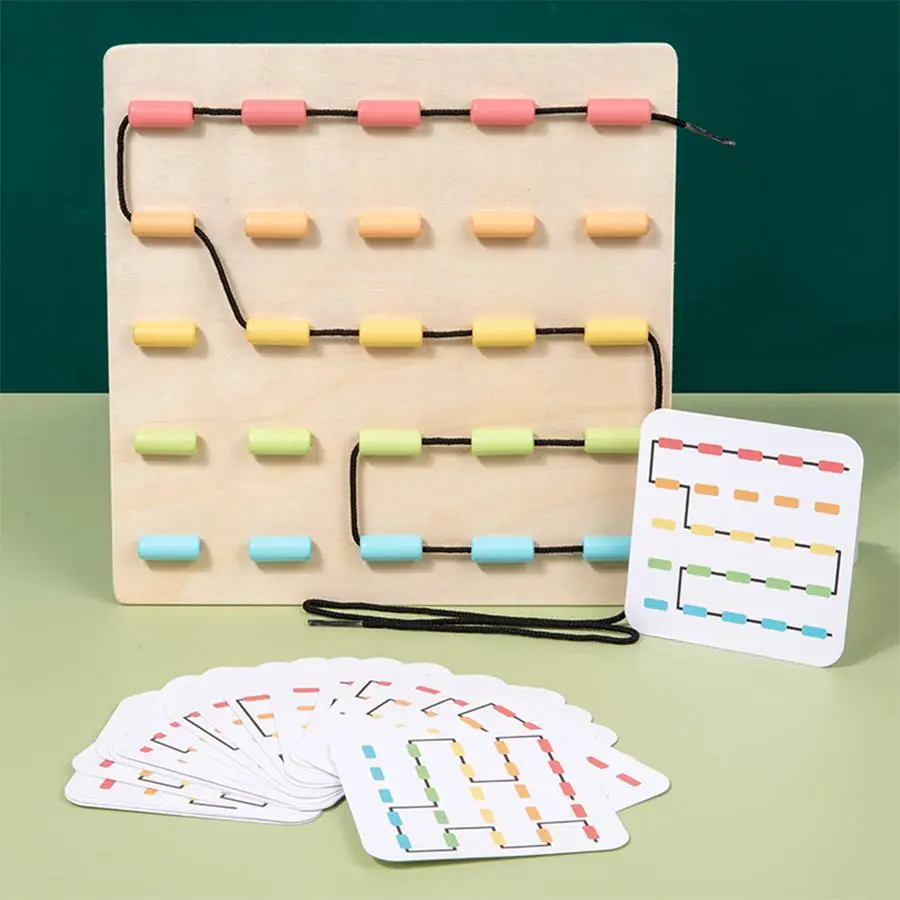 Wooden Lacing Game Toy, 1 Box Colorful Lacing Toy, Logical Thinking Training Toy, Early Education Toy for Kids, Toddler Puzzles, Wooden Puzzles, Shape Recognition Puzzles
