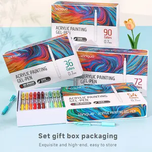 Languo Press-Type Acrylic Painting Pen Set, 36/54/72/90 Colors, Accounting Colored Pens, Multicolor Fine Writing, Notebook Drawing Marking, Art Drawing Supplies, Artist Supplies
