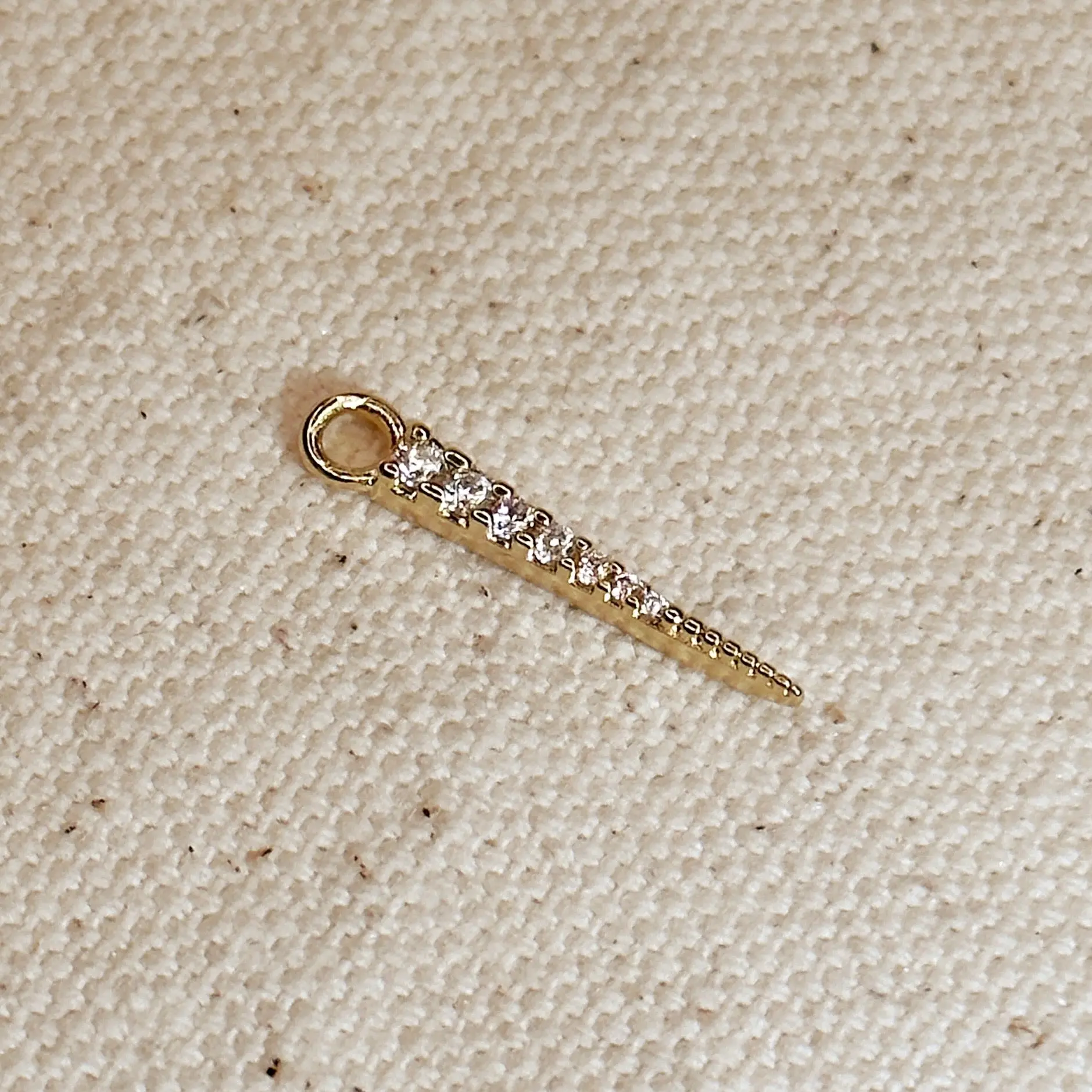 CZ Spear Earring Charm - Elegant Design with Clear Stones, Adjustable Loop for Secure Installation