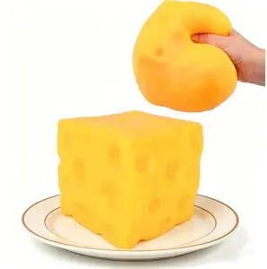 Squishy Cheese Block - Yellow Moldable Fidget Toy for Kids & Adults, Stress Relief Sensory Squeeze Toy, 4.25" x 4.25" Size, Fun Play & Relaxation, Perfect Birthday Gift for Gifting to Others