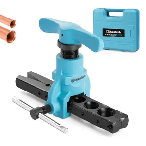 DURATECH Tubing Flaring Tool Kit, 45° Eccentric Cone Flaring Tool with Clutch, 7 Dies for 3/16 ” to 3/4 ” Copper, Aluminum, and Brass Tubing, for HVAC, Refrigerator Repair and Handmade