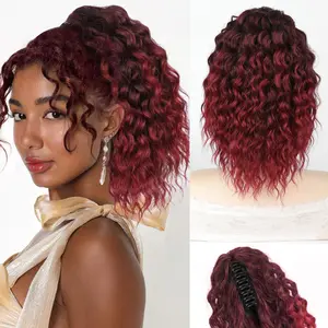 Ponytail Extension 12" Short Claw Ponytail Extension Wavy Curly Jaw Clip in Pony tails Hair Extension Natural Synthetic Hairpiece for Women