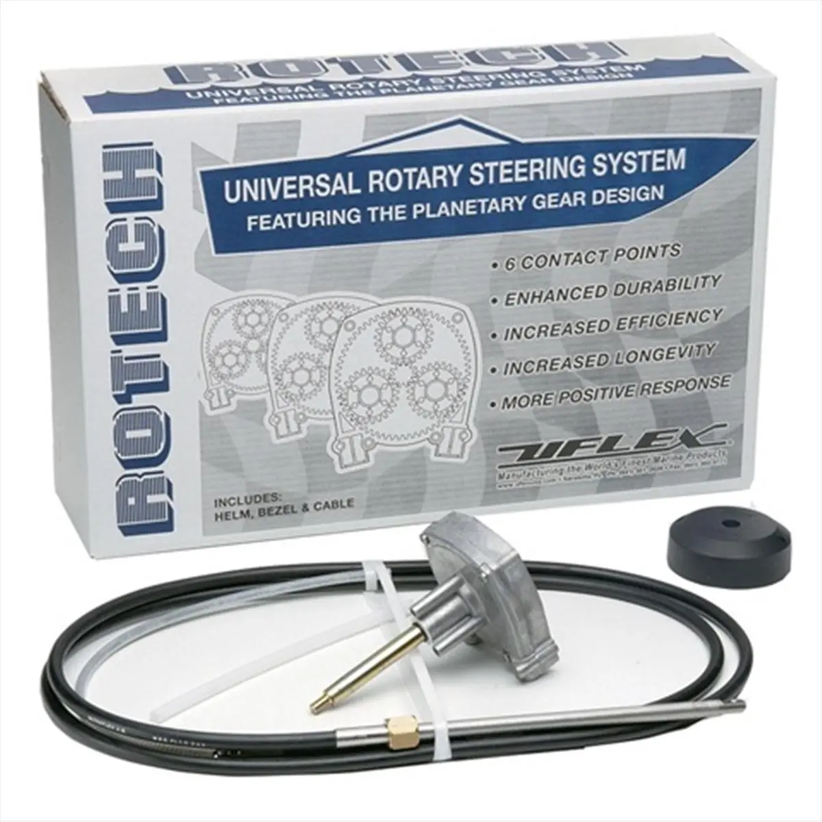 212 MAIN Rotech 19 Ft. Stainless Steel Steering Pack - Compact Fit, Fast Connect, Includes Steering Cable, Bezel, Helm (Uflex Usa 702755019916)