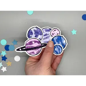 Space Themed Twinkling Planets Sticker Flakes Die Cut Set