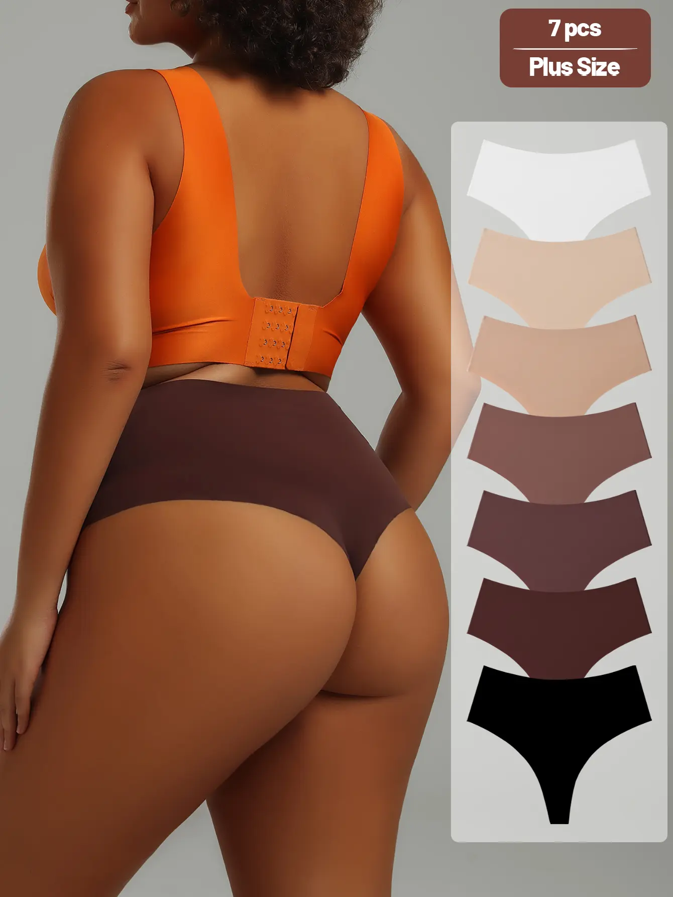 Hotcom 7-Pack (1XL-4XL) Women's Plus Size Panties, Seamless High-Waist Underwear for Everyday Wear, Comfortable Smooth Fit Knickers,clothes for back to school,first day of school outfits