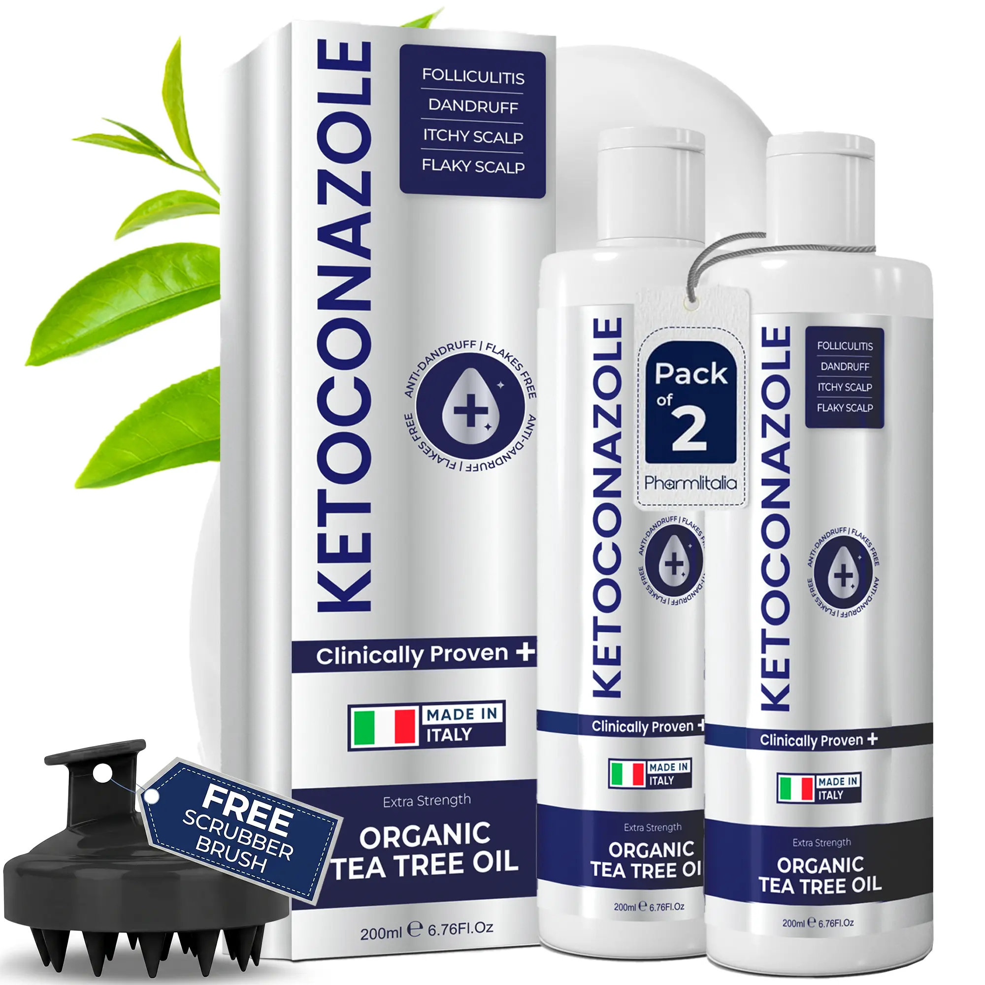 Psoriasis 1% Ketoconazole Anti Dandruff Shampoo - Medicated shampoo for Dandruff, Flakes, Seborrheic Dermatitis & Folliculitis Treatment - Anti Fungal Solution for Itchy, Flaky & Dry Scalp - 200ml
