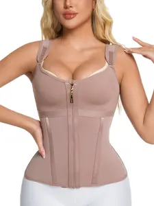 YZY Curve 1 Count Fajas Waist Sport Workout Colombian Shapewear with Zipper Bras,Slimmer Corset,  Suitable For Daily Yoga And Body Shaping Women's Solid Color Shapewear Top,Lady Tummy Control Waist Trainer, Abdomen Shapewear, Adjustable Waist Cincher