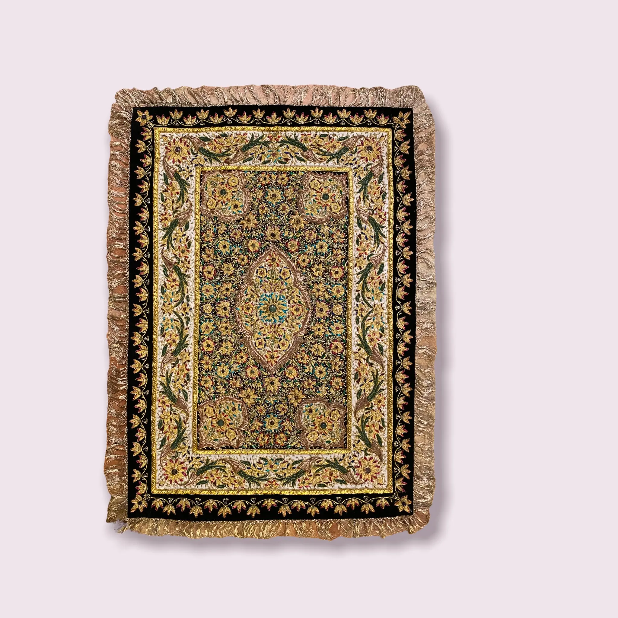 Master Handmade Indian Zardozi Embroidery Wall Hanging Panel Unique Art Piece For Home Décor, 36” x 25”