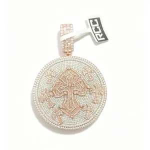 2015  Multi-Cross Medallion Pendant | Blinged-Out Iced-Out Statement Charm with Ornate Cross Motifs for Hip Hop Streetwear Vibe summerwins