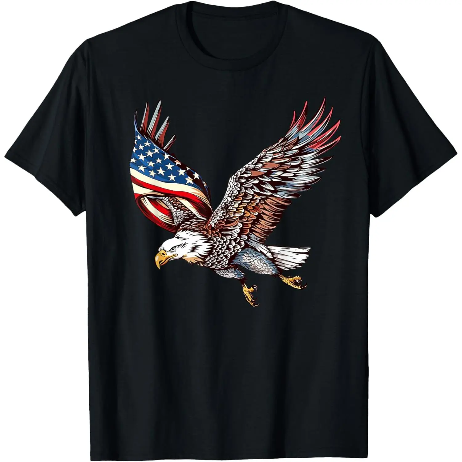 Men's Eagle Print Crewneck T-Shirt, Regular Fit Shortsleeve Tops in 100% Natural Cotton, Breathable Menswear Tee, Street, Fabric, Fashion Apparel, Round Neck, Streetwear, Tshirt, Soft, Casual, Graphic, Moisture Absorb, Crew Neck, Machine Washable